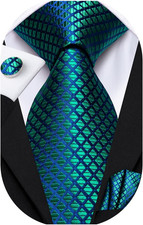 Mens Paisley Floral Silk Tie for Men Striped Necktie and Pocket Square Cufflinks