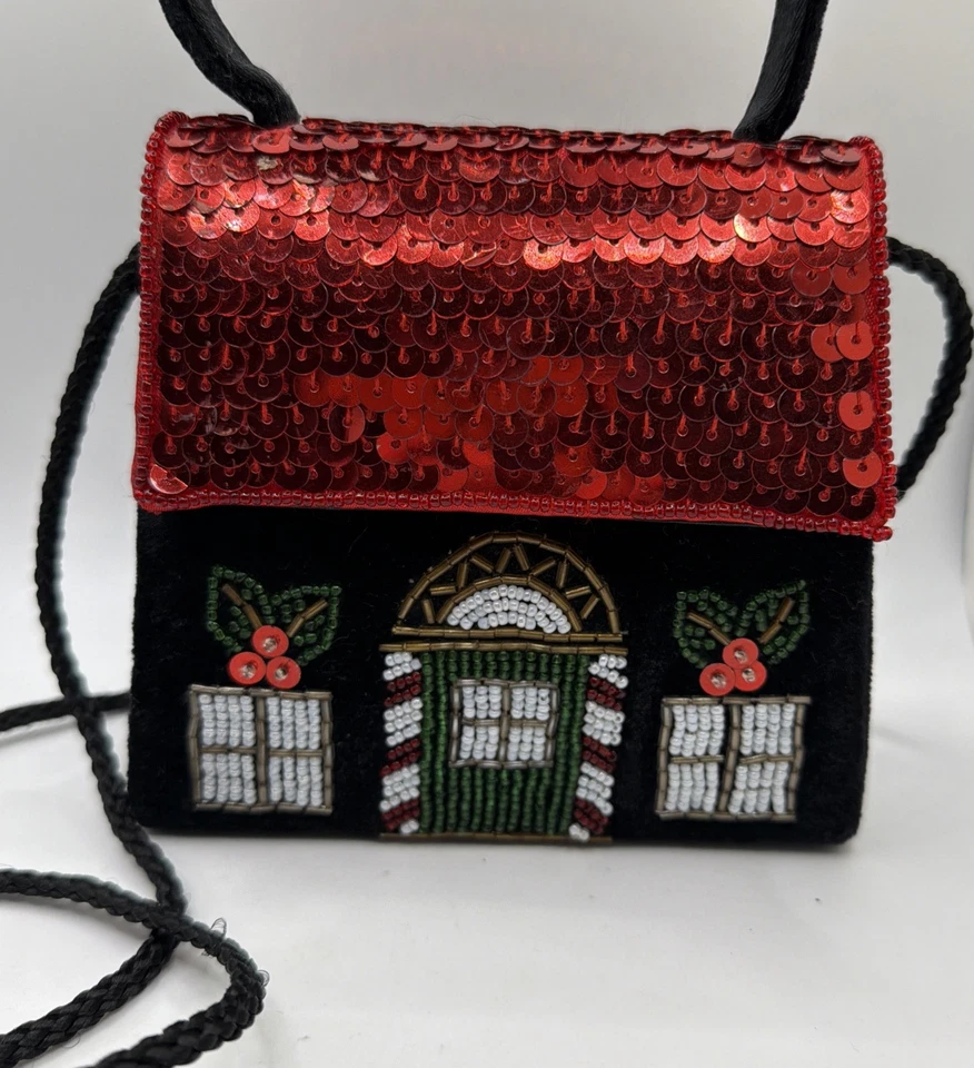 NIÑAS CASA DE VACACIONES PARA NAVIDAD MONEDERO LENTEJUELAS ROJAS Y CUENTAS SUPER LINDO ACCESORIO Foto 3 de 4