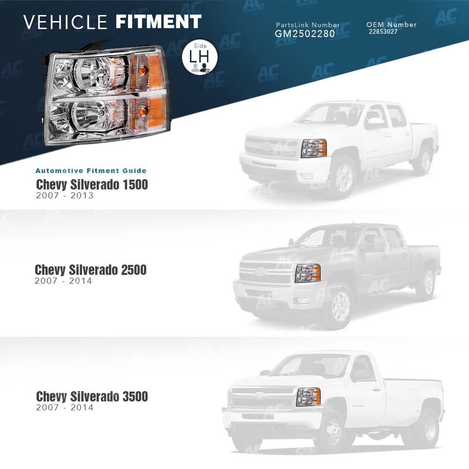 Faro conductor izquierdo TYC para camioneta Chevrolet Silverado 07 08 09 10 11 12 13 14 Foto 2 de 4