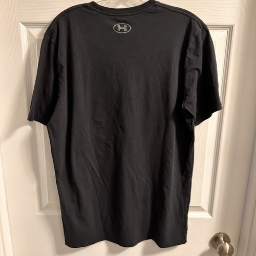 Under Armour Men's Large Loose Black/Red Big Logo T Shirt Short Sleeved - Picture 2 of 6