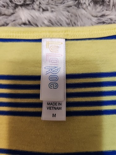 LulaRoe Yellow Blue Striped Short Sleeve Tee Size Medium C49 - Bild 2 von 8