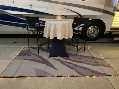 Lighted Rv Mat Reversible RV Patio Mat With LED Light Border 72 x 106 Includes Carry ...