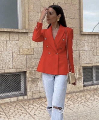 coral red blazer