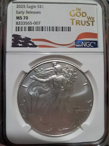 2025 American Silver Eagle MS-70 NGC (Early Releases) IN GOD WE TRUST 