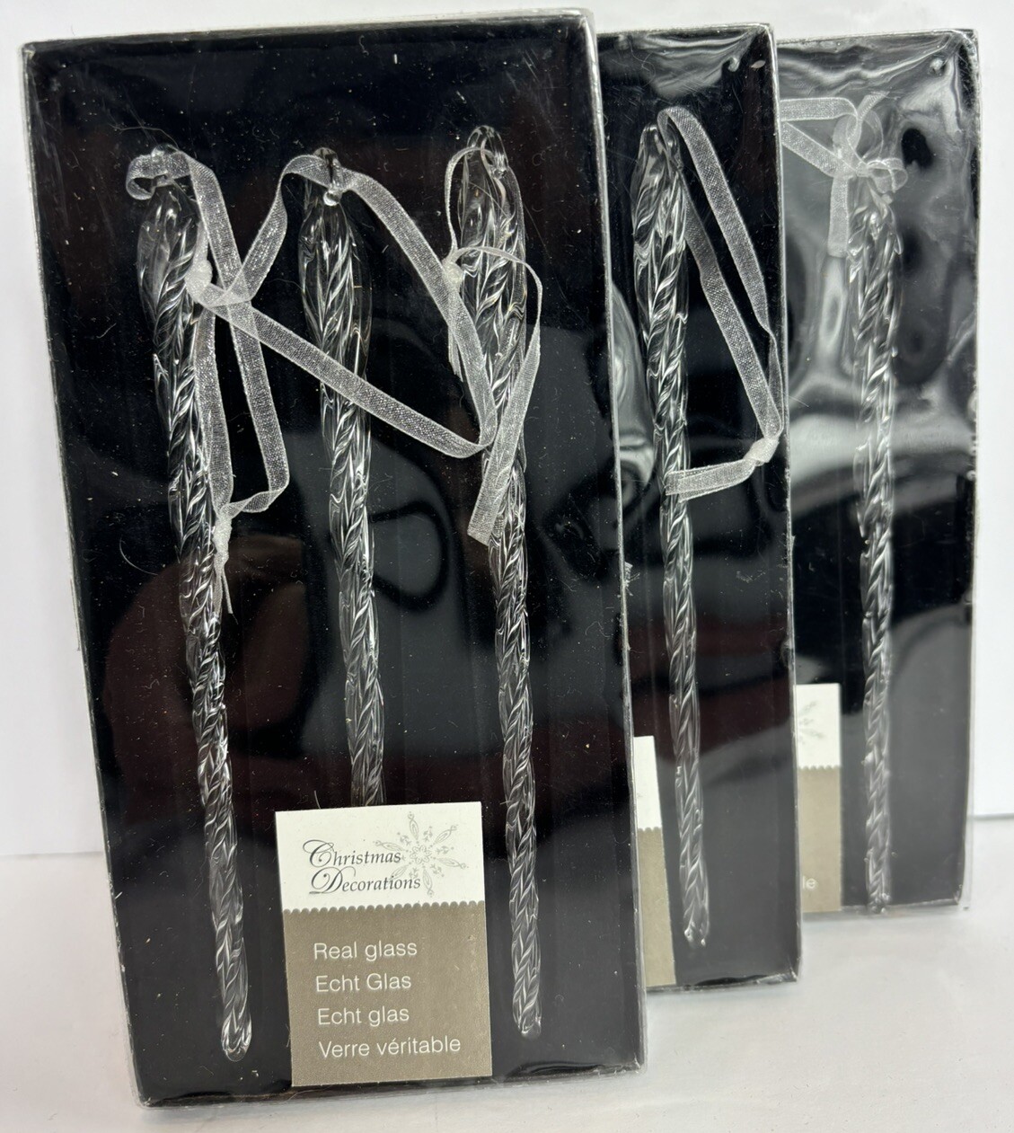 Clear Glass Icicle Ornaments Swirltwisted Design eBay