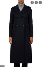 Fleurette Blake Double Breasted Wool A-line Midnight Long Jacket Coat Sz 16