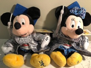 Lot 2 Disney World Beanies Plush 2000 Graduate Mickey Minnie Disney NEW WITH TAG