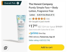 The Honest Company Face and Body Lotion / Purely Sensitive / 8.5 oz/250ml