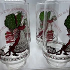 Vintage 1970's Holly Hobbie Coca Cola Christmas Glasses American Greetings Set 6