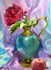 Floral painting original still life oil on linen impressionism art 20X16