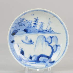 Antique Chinese - Kangxi - Saucer - Fishers Landscape- Porcelain - Qing ...
