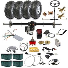 DIY Go kart 40" Rear Differential Axle Kit 48V 1000W Motor 7" Wheels ATV 4 Wheel