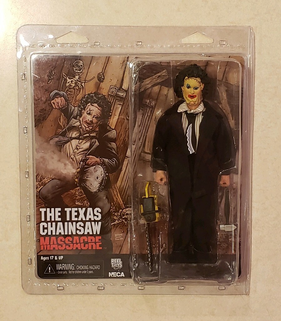 Neca Reel Toys retro Texas Chainsaw Massacre dinner attire Leatherface 8 figure Neca Reel Toys retro Texas Chainsaw Massacre dinner attire Leatherface 8 figure