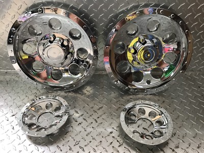 (2) 8'' + (2) 6'' Chrome Mower Wheel Hub Cap Rim Covers SHARP!! Phoenix USA