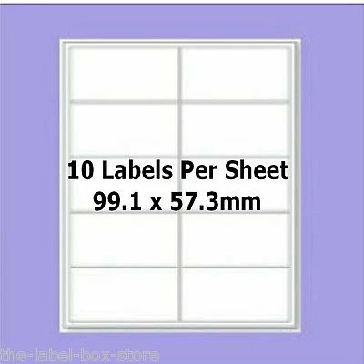 UNBRANDED//GENERIC A4 Blank Self Adhesive Labels ~10 Per Sheet ~ L7173 Compatible ~ 99.1mm x 57.3mm