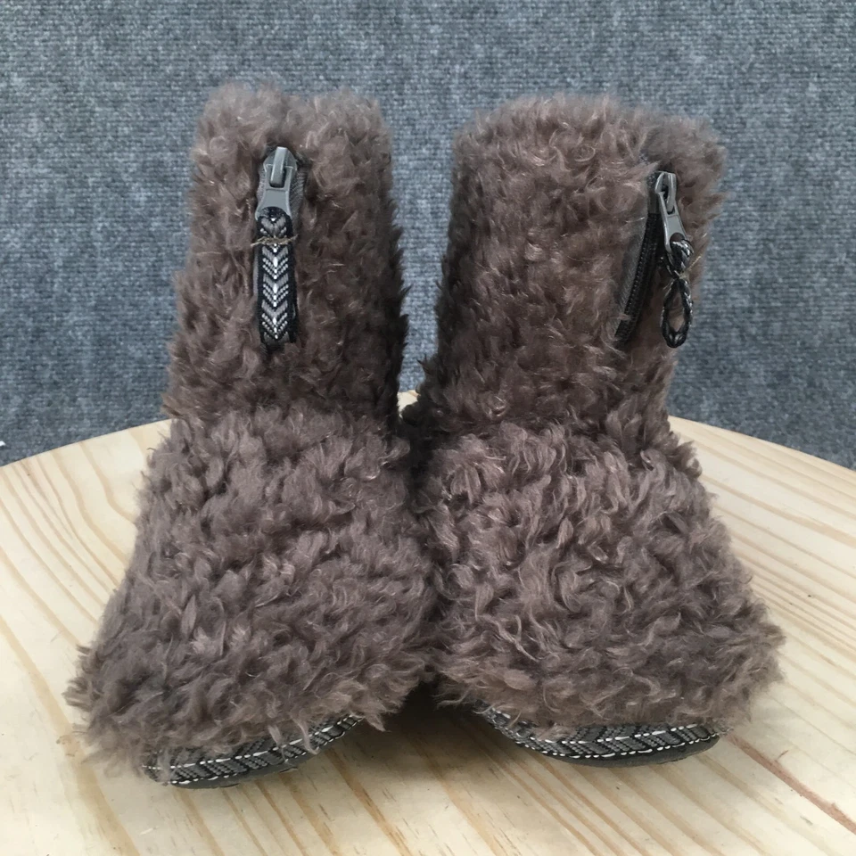 Kohls Zapatillas Mujer 8 Difuso Botín Oso Frontal Cremallera Pull On Comodidad Marrón Foto 4 de 4