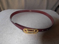  Leather Ladies Belt Rene Reveur Paris Brown Red   HTF   Designer Vintage