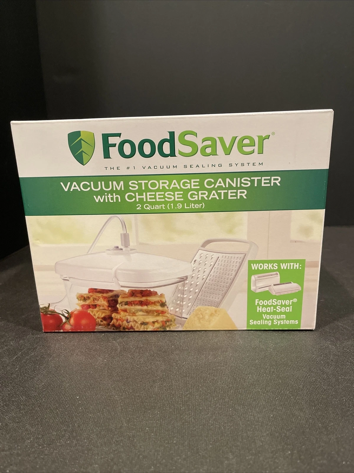 Foodsaver Vacuum Storage Canister Two Quart W/Cheese Grater NRFB