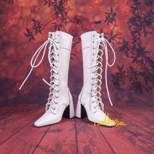 1/3SD DD BJD Doll Shoes High Heeled Long Boots Squared Toe Lace-up 5 Colors