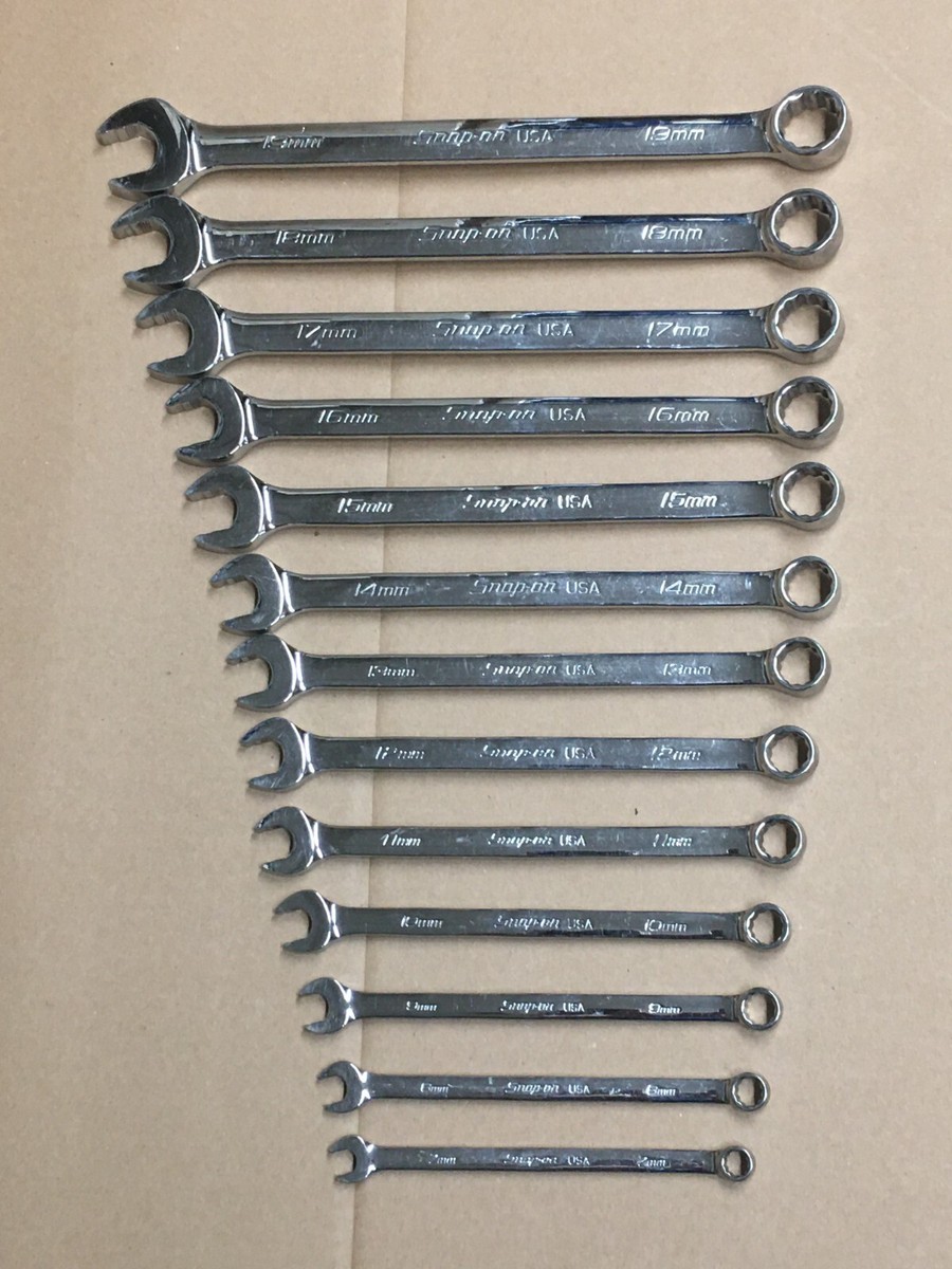 Snap On 13pc Metric Wrench Set - 7mm-19mm - Flank Drive Plus