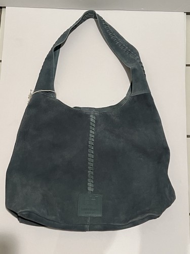 Haute Hippie Leather Festival Suede Hobo Blue Purse Accessory Bag New - Picture 2 of 11