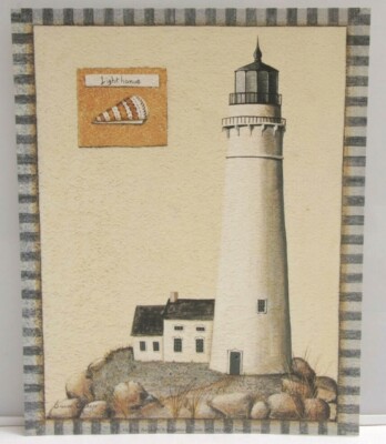 Lighthouse White Rocky - 8x10'' Selavy - Susan Clickner - Printed USA - NEW