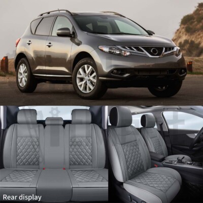 FOR NISSAN ROGUE 2008-2013 GRAY LEATHER CUSTOM FRONT REAR SEAT COVERS  FULL SET