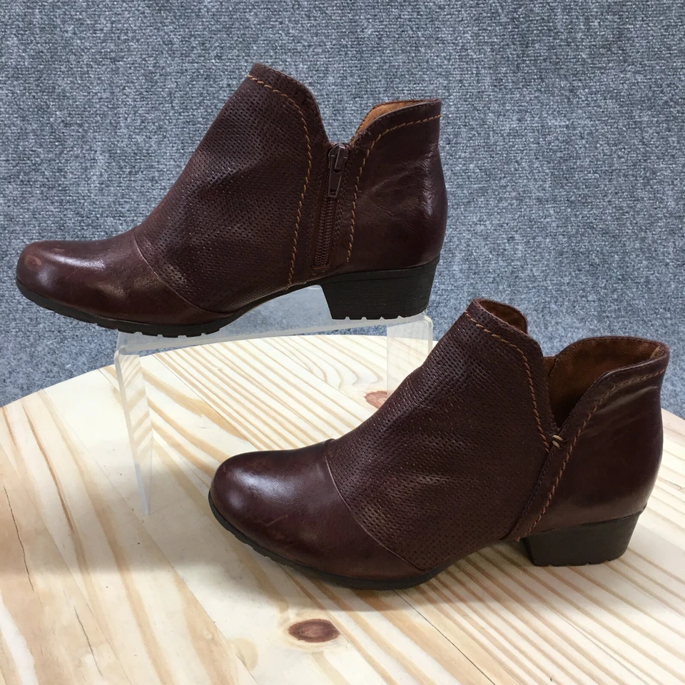 Cobb Hill Boots Womens 6.5 M Gratasha V Cut Booties Brown Leather Pull On CI2647 - Image 2 of 4