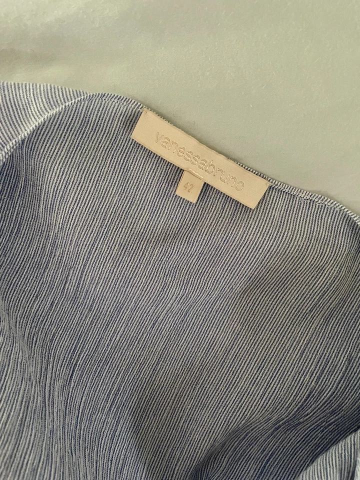 Vanessa Bruno Lolita Wrap Dress Blue Cotton, Drop Waist, Ruffle Sleeve UK10 VGC  — 第 3/4 张图片