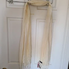 Hand-Woven Pashmina Scarf Off-White/Ivory