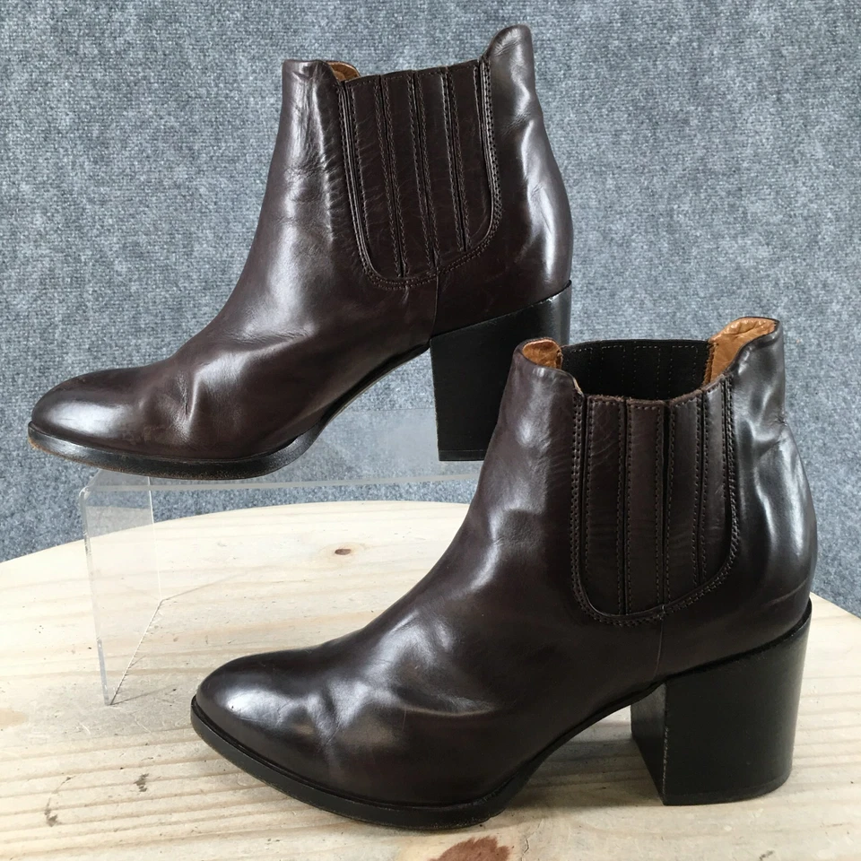 Botas femininas Alberto Fermani 38,5 Chelsea botas couro marrom salto bloco - Imagem 2 de 4