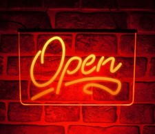 Open Neon LED Light Sign for Bar Pub Shop | Hanging Window USB Lit Up Display