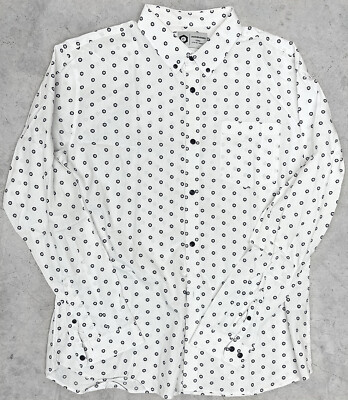 Jack & Jones Core Logo pattern White Button Down Shirt Men's Size 2XL Slim