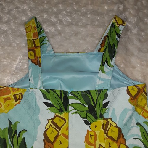 Trink Turk Yellow Blue Green Pineapple Shift Dress Adjustable Textured Pockets - Picture 6 of 12