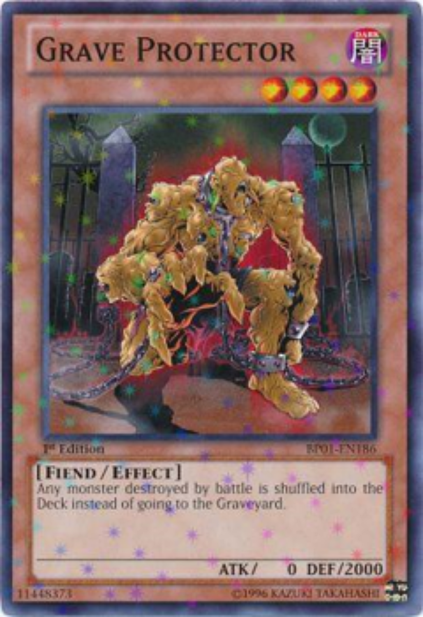 yugioh card gravestone Grave Protector BP01-EN186 Starfoil Rare Near Mint 1st Edition may be 1st or Unlimited Edition Yu-Gi-Oh! - The 13th Grave