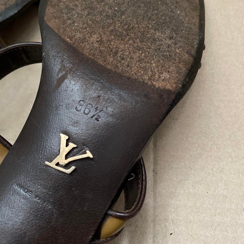 LOUIS VUITTON Damier LV Heel Sandals Mules Shoes Women EU 36 1 2 black brown - Picture 4 of 5