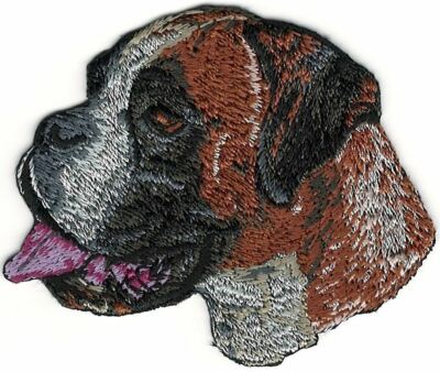 2 1/8'' x 2 3/4'' Boxer Dog Breed Portrait Facing Left Embroidery Patch