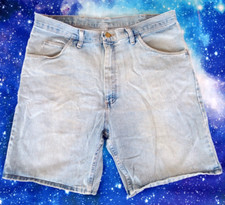Vtg Y2K Wrangler Mens Relaxed Bermuda Jean Shorts Light Blue Wash Jorts Size 36