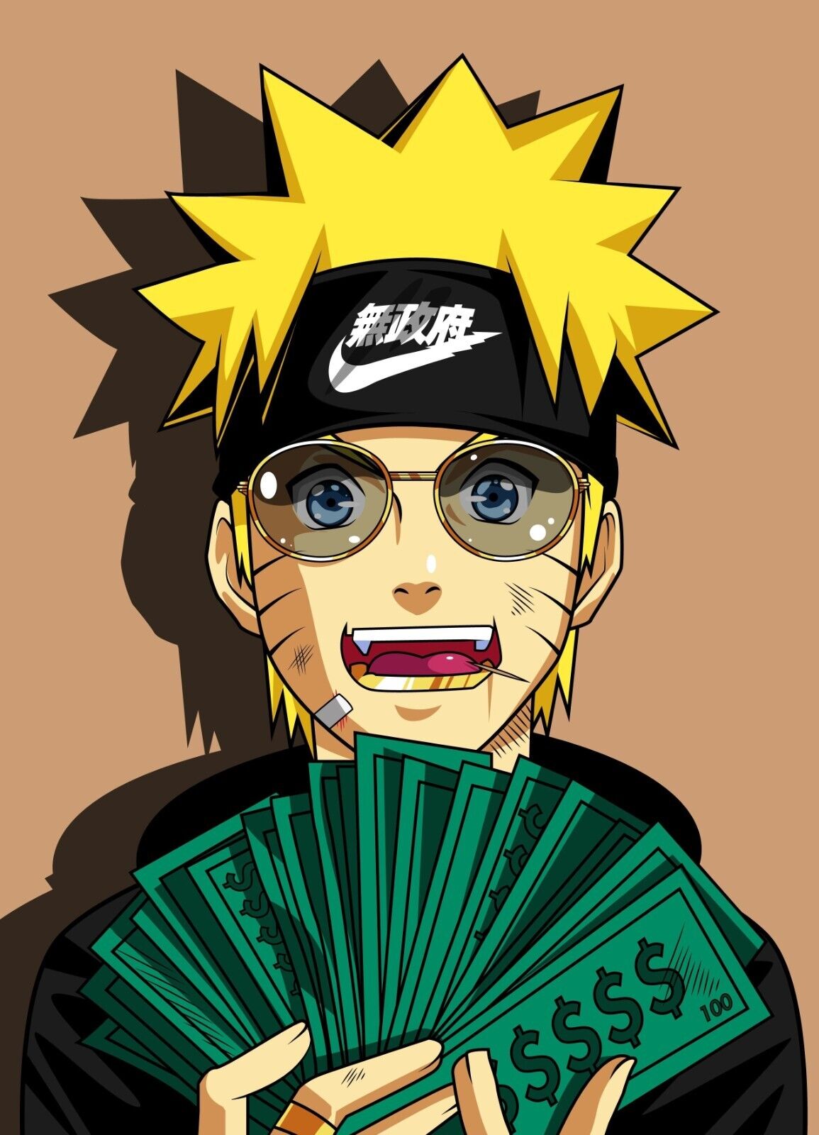 Naruto 'Cash Money' Original Art Poster - Rap Hip Hop Anime  Parody, NEW USA