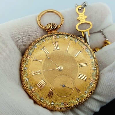 Rare Antique BROTHERS MELLY 4-Color 18k Gold, Key Wind Swiss