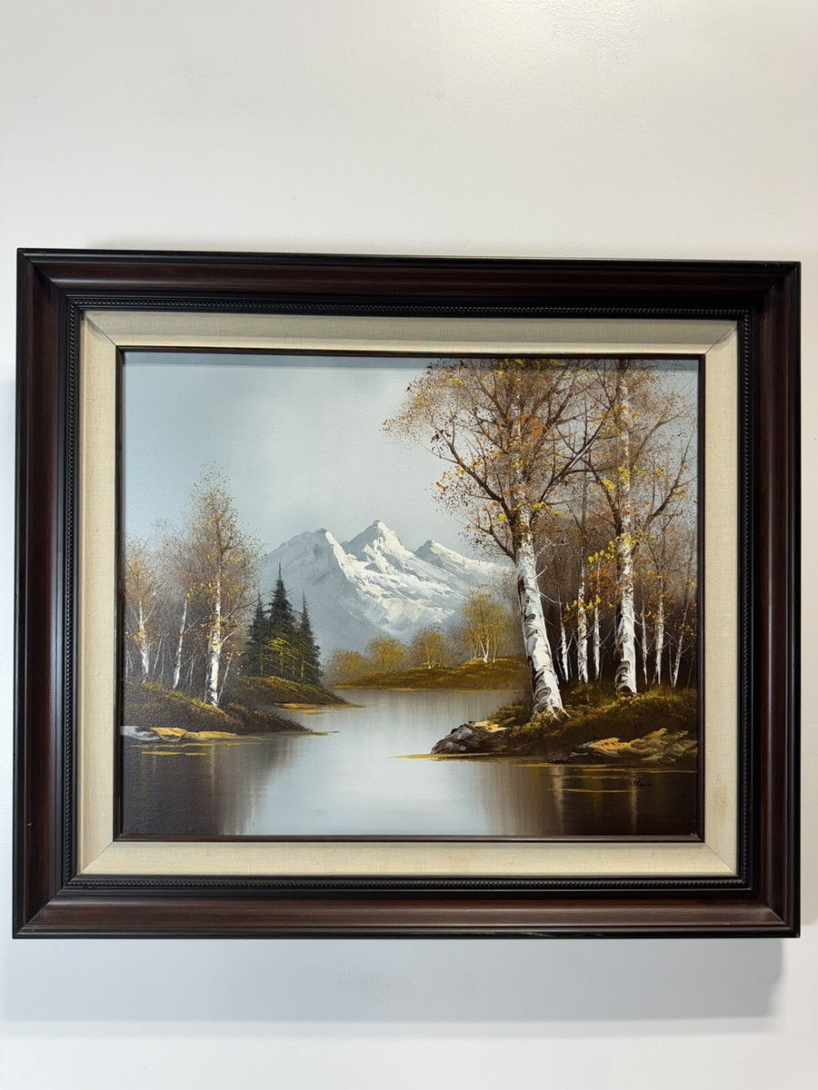 Wallace Signed Original Oil On Canvas Winter Forest Landscape