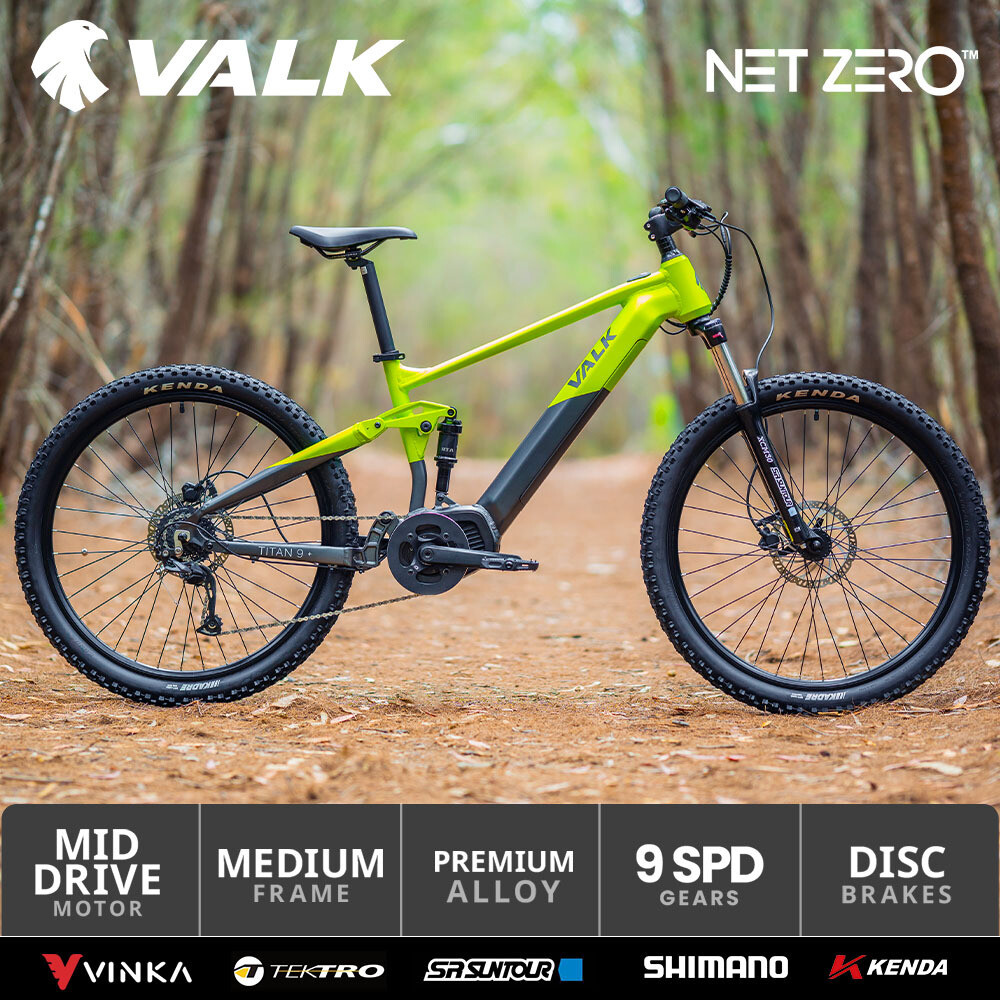 VALK Titan 9+ Electric Dual Suspension Mid Drive Mountain eMTB Bike ebike
