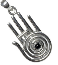 Peter Stone 925 Silber Heilende Hand Schmuckanhänger Onyx Reiki Heiler Hand