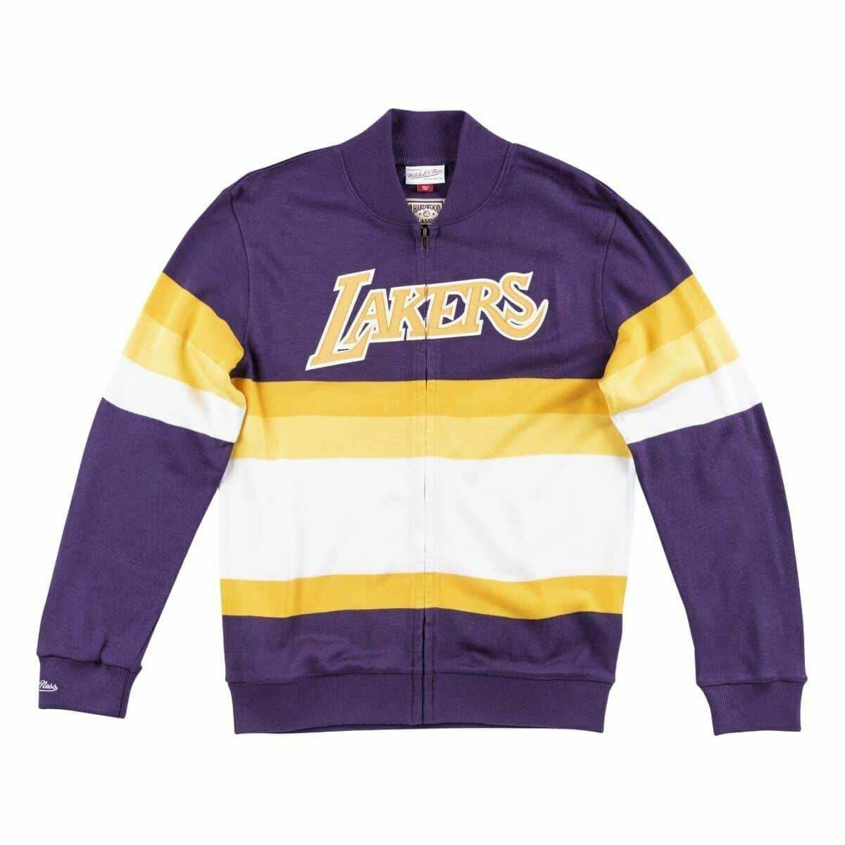 Mens Mitchell & Ness NBA Front Stripe Full Zip Sweater Los Angeles