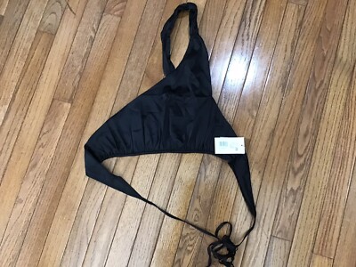 New Danielle Bernstein High Neck Stretch Charmeuse Large BLACK HALTER TOP. (M1-3