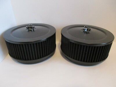 BLACK 6 3/8'' MUSCLE CAR STYLE DUAL QUAD AIR CLEANERS ''BLACK''4 bbl #2292BK/BK-2  