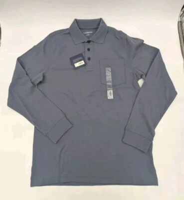 *New* With Tags Croft & Barrow Mens Small Long Sleeve Polo Light Blue 
