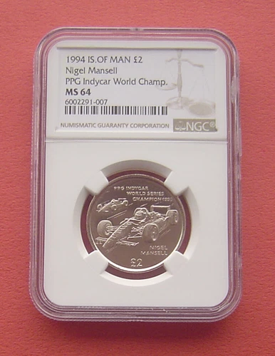 Isle of Man 1994 PPG Indycar World Championship 2 Pounds Virenium Coin NGC MS64