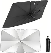 Umbrella Sunshade for Windshield 59x37 Inches with 360  -Tesla-01. Silver
