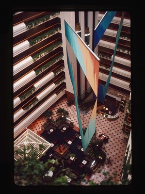 Kodachrome Atrium Interior Hotel Lobby With Colorful Banners James Hammack
